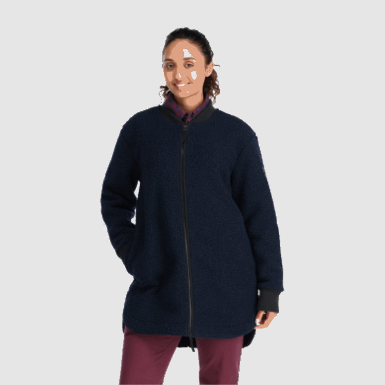 Utendørs Forskning Kvinners Juneau Sherpa Fleece Frakk Marineblå