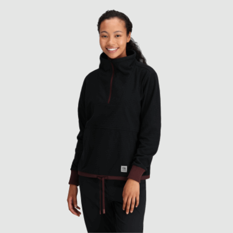 Utendørs Forskning Kvinners Trail Mix Quarter Zip Pullover Sort/elg