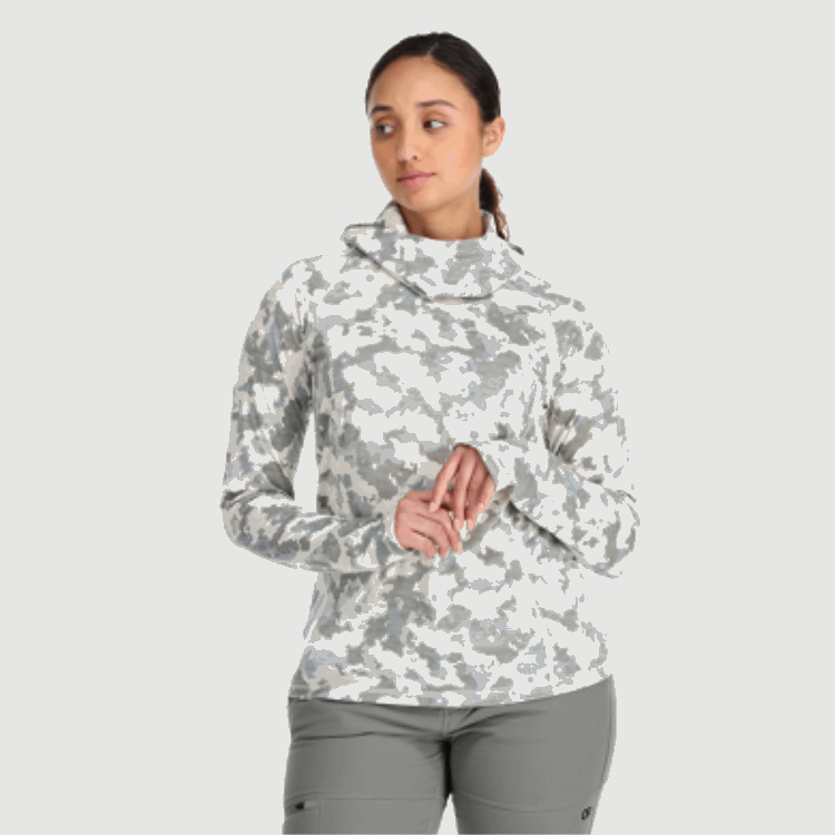 Utendørs Forskning Kvinners Alpin Debut Merino 150 Hettegenser Snø Camo