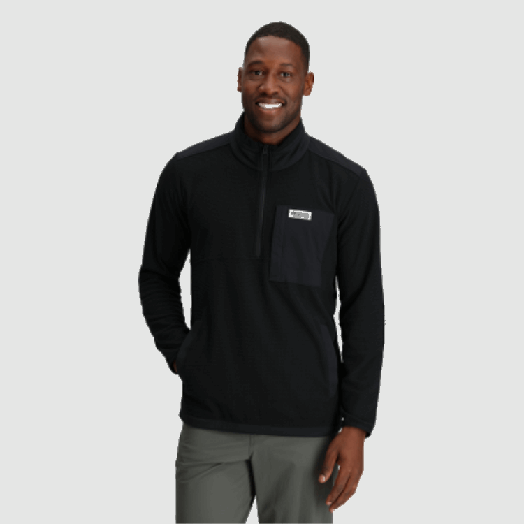 Utendørs Forskning Menns Trail Mix Quarter Zip Pullover Svart