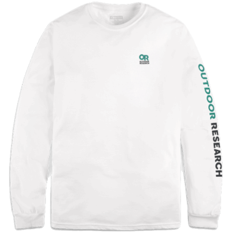 Utendørs Forskning Eller Lockup Bryst Logo L/s Tee Hvit/dyp Innsjø